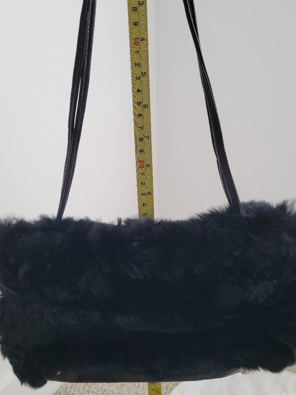 paola del lungo Italian Black Fur Shoulder Bag